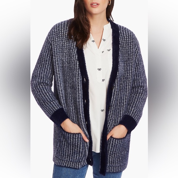 Court & Rowe Houndstooth Eyelash Knit Cardigan NWT - Picture 1 of 11